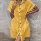 Buttoned Pocket Design Casual Shirt Dress