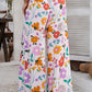 Pink Boho Print Wide Leg High Waist Casual Pants