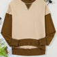 Apricot Color Block Thumbhole Sleeve Drop Shoulder Sweatshirt