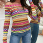 Geometric Chevron Pattern Off Shoulder Top