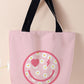 Pink Smiley Face Daisy Print Canvas Large Capacity Tote Bag