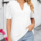 Lace V Neck Short Sleeve Blouse Casual Hollow Out Summer Business Top