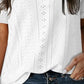 Lace V Neck Short Sleeve Blouse Casual Hollow Out Summer Business Top