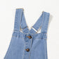 Beau Blue Wide Strap Button Front Pocketed Denim Mini Dress