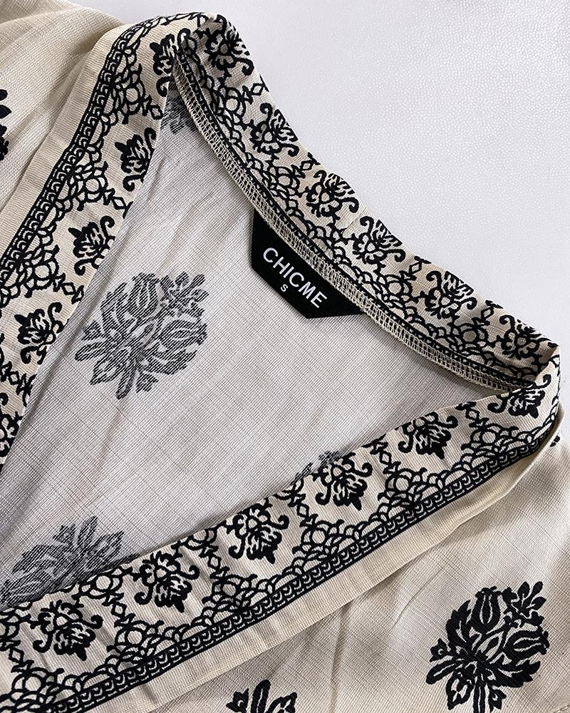 Floral Print V Neck Sleeveless Tank Top Casual Slim Fit Blouse