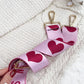 Bright Pink Heart Shape Print Adjustable Wide Bag Strap