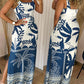 Floral Print Thick Strap Slit Maxi Dress Casual Slim Fit Vacation Dress