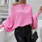 Lantern Batwing Sleeve Oversized Ribbed Knit Sweater