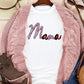 White Sequin mama Graphic Crewneck T Shirt
