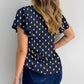 Round Neck Ruffles Short Sleeve Blouse Casual Bronzing Polka Dot Top
