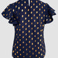Round Neck Ruffles Short Sleeve Blouse Casual Bronzing Polka Dot Top
