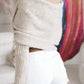 Off Shoulder Crisscross Wrap Knit Sweater