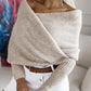 Off Shoulder Crisscross Wrap Knit Sweater