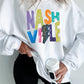 White Nashville Graphic Corded Oversized Sweatshirt