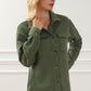 Green Retro Quilted Flap Pocket Button Shacket