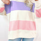Beige Colorblock Patchwork Drop Shoulder Crewneck Sweatshirt