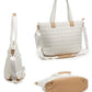 White Quilted Patchwork Large Tote Bag and Clutch 2pcs Set