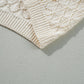 Beige Hollow Out Crochet O Neck Short Sleeve Sweater Tee