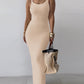 Spaghetti Strap U Neck Casual Maxi Dresses Slim Fit Cami Dress Party Club Bodycon Dress