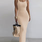 Spaghetti Strap U Neck Casual Maxi Dresses Slim Fit Cami Dress Party Club Bodycon Dress
