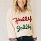 Beige Tinsel Holly Jolly Graphic Classic Sweater