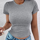 2 Pack O neck Short Sleeve Skinny Ribbed T Shirt