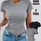 2 Pack O neck Short Sleeve Skinny Ribbed T Shirt