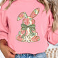 Pink Floral Bow Rabbit Easter Fashion Pullover Sweatshirt