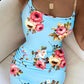 Floral Print Chain Decor Bodycon Dress