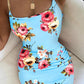 Floral Print Chain Decor Bodycon Dress