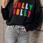 Black Chenille Holly Jolly Graphic Long Sleeve Top