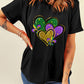 Black Fleur de Lis Heart Printed Mardi Gras T Shirt
