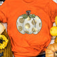 Orange Thanksgiving Pumpkin Pattern Crew Neck Short Sleeve Top