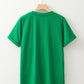 Bright Green Casual Plain Crew Neck Tee