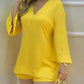 Bell Sleeve V Neck Top & Shorts Set