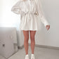 Turn down Collar Long Sleeve Casual Button Tied Detail Blouse Dress