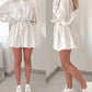 Turn down Collar Long Sleeve Casual Button Tied Detail Blouse Dress