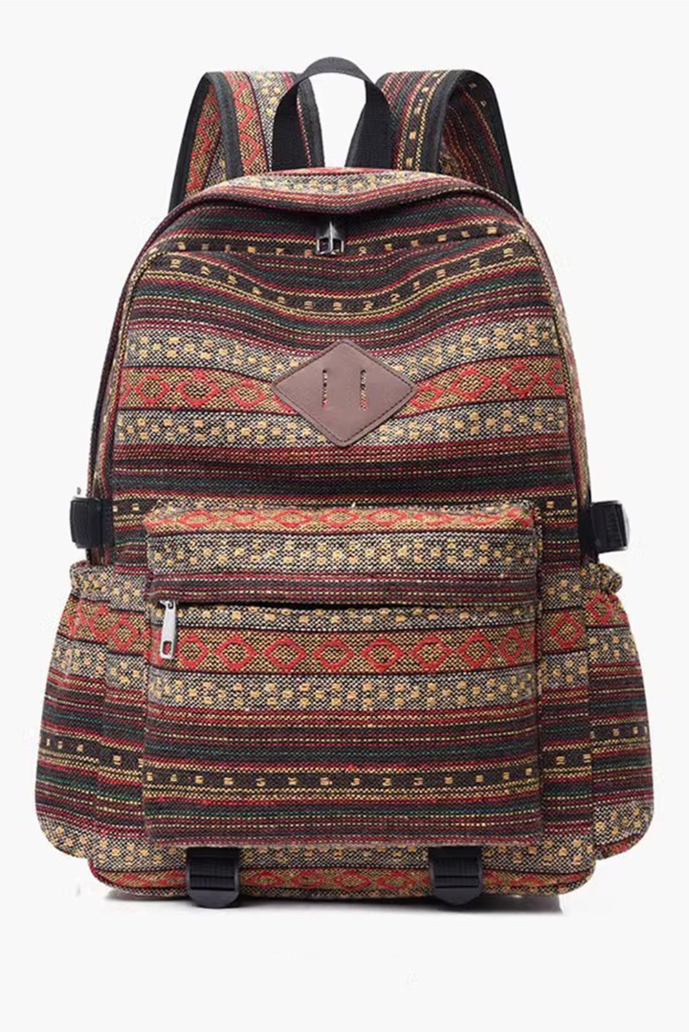 Coffee Vintage Pattern Multi Compartment Large Capacity Backpack