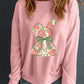 Pink Floral Bow Rabbit Easter Fashion Pullover Sweatshirt
