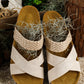 Beige Braided Detail Criss Cross Platform Slippers