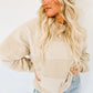 Oatmeal Contrast 2-tone Patchwork Raglan Sleeve Sweatshirt