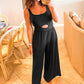 Black Peekaboo Wide Leg Square Neck Sleeveless Jumpsuit