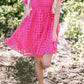 Strawberry Pink Checkered Puff Sleeve Babydoll Dress