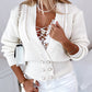 Pearls Decor Frill Hem Knit Cardigan