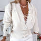 Pearls Decor Frill Hem Knit Cardigan