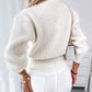 Pearls Decor Frill Hem Knit Cardigan