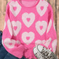 Bonbon Pearl Beaded Heart Drop Shoulder Sweater