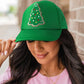 Bright Green Christmas Tree Patched Baseball Cap