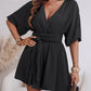 V Neck Half Sleeve Tied Detail Romper