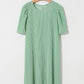 Mint Green Corded Knit Crew Neck Puff Sleeve Shift Mini Dress